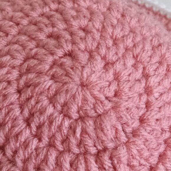 Cosmetic Pink with White Trim Handmade Acrylic Crocheted Summer Sun Hat One Size - Picture 8 of 12